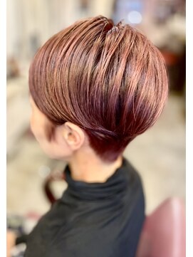 丸みハンサムショート/くびれ/白髪ぼかし/ピンクアッシュ/