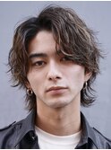 渋谷シャドウパーマメンズミディアムウルフ無造作パーマ