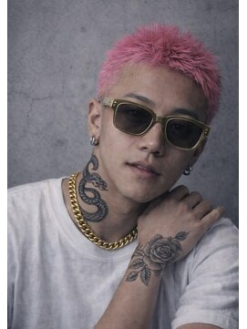 バーバーショップテト(barber shop tete) ピンクスパイキーショートバーバースタイル