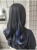 【ダークネイビー×ブルーインナーカラー】