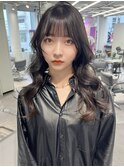透明感暗髪カラー×レイヤーカット(新宿/韓国ヘア)前髪カット