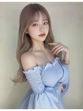 オリジンズヘアーセカンド 守谷店(Origins hair 2nd) シースルーバング×ミルクティー系ベージュ×BYKARTE TR