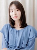 顔周りレイヤーカット艶感ストレートミディアムZ上尾30代40代