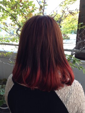 フェリシータ 緑地公園店(felicita) ワインレッドグラデーション＠毛先ゆる巻き