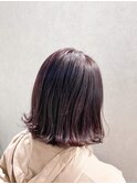 小顔セミウェットウェーブピンクベージュハイライトカラー