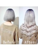 パールホワイト#シールエクステ#こなれハイトーン#小顔ヘア#小倉