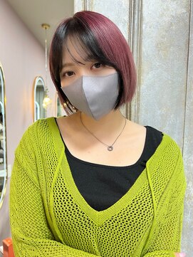 ガルボ ヘアー(garbo hair) ハイトーンカラー10代20代ブラックピンクカラー