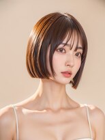 ムウ 難波(MOU)&nbsp;ナチュラルボブボブルフ黒髪ネビージュ小顔ワンレン20代30代40代