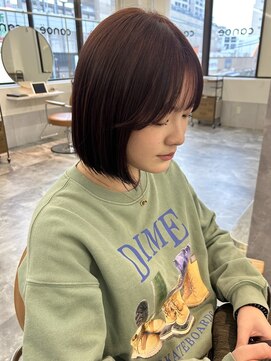 カノエ 福岡香椎店(canoe) カシスオレンジ ブリーチなしカラー 顔周り 似合わせカット