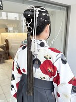 卒業式・袴・ポニーテール・ポニーテールリング・金箔