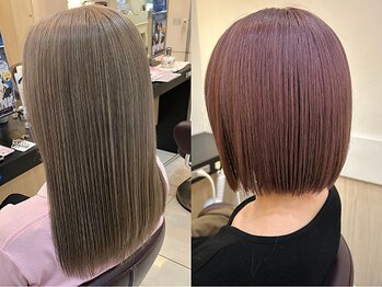 カール 鶴川店(K：R)の写真/ケアブリーチで透明感と艶を両立。理想を叶えるデザインカラー[鶴川駅/髪質改善/白髪染め/ケアブリーチ]
