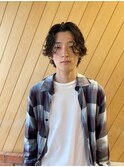 センターパートパーマ