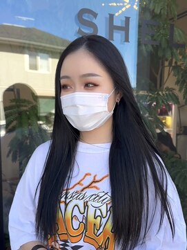 シェルハ(SHELHA) ブルーブラック ブリーチなし 艶髪 ストレート モード