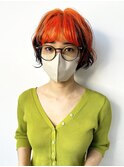 ブリーチパーマオレンジカラーアンブレラカラー20代髪型