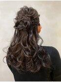 20代30代結婚式お呼ばれヘアセットハーフアップ