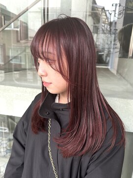 ヲタク(wotaku.) ボルドーワインレッドレイヤー暖色ブリーチなしワンカラー髪色