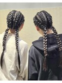 コーンロウ♪双子ヘア