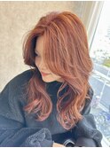 レイヤーカット＊アプリコットオレンジカラー＊ピンクインナー