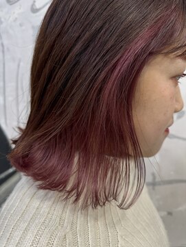 サル(saru) #切りっぱなし × #インナーカラー × #ピンクバイオレット