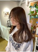 大人可愛いウルフレイヤーロング姫カットブリーチなしグレージュ