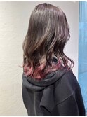 ナチュラル艶感ブラウン エンドカラーピンクラベンダー