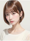 ショートワイドバングホワイトブロンド外はねボブ美髪20代30代