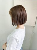 大人かわいい小顔まとまりぱっつんボブ　20代30代40代