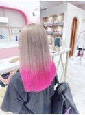 【高発色デザインカラー】ベージュwhite×蛍光ピンク