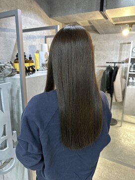 ノス 表参道(NOOS) 髪質改善 グレーベージュ アッシュカラー レイヤーロング 黒髪