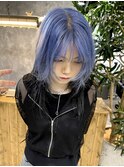 ブルー×ブラックデザイン 20代30代 レイヤーカット