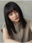 大人かわいい／20代30代／バングカット／ダークアッシュ