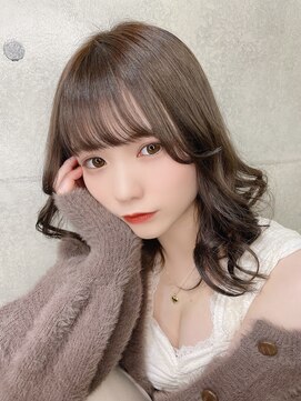 ポプルス(popls) ブリーチなしカラー/ミディアムボブ/ブリーチなしグレージュ