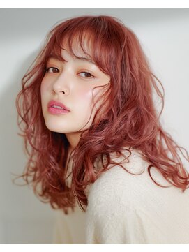 トワ 仙台店(toi) 【韓国・レイヤー】ピンクベージュ・セミディウェーブ