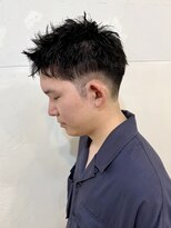 ファルベ(Farbe) スパイキーショートブルーブラックフェザーパーマサーフカール