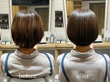 骨格や顔立ちを見極める洗練された似合わせカット。ご自宅でも扱いやすく「大人可愛い」が続く