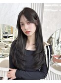大人可愛い韓国レイヤー　顔まわりカット　面長緩和くびれヘア