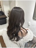 ブリーチなし オリーブグレージュ ロングウェーブ