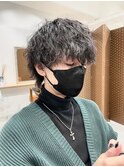 メンズマッシュツーブロ刈り上げ波巻きツイストスパイラルパーマ
