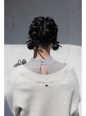 ツインヘアセット×リボンアレンジ