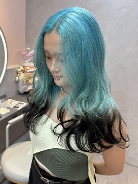 スリー 博多(THREE...) ライトブルー×ブラック裾カラー