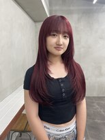 ニコ トウキョウ 渋谷(nico TOKYO)&nbsp;ダブルカラーチェリーレッドピンクブラウン韓国レイヤーロング