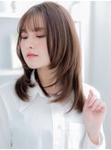 艶髪ダークブラウン小顔セミロングレイヤーc8越谷20代30代40代