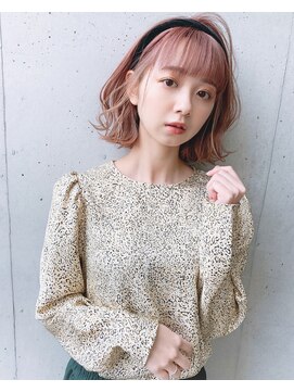 リコバイアフロート(riko by afloat) カチューシャアレンジが可愛いくびれボブピンクベージュ【立野】