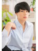 ツーブロックマッシュ黒髪サイドパートショートc1