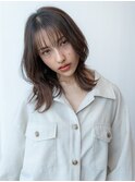 大人かわいい前髪セシルカットココアブラウンフリンジウェーブ