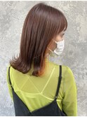 イヤリングカラーデザインカラー外ハネミディアムオレンジカラー