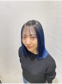 グラデーションカラーブルーブラック☆ミディアムスタイル