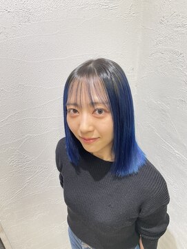 アジールヘア 池袋東口店(agir hair) グラデーションカラーブルーブラック☆ミディアムスタイル 池袋