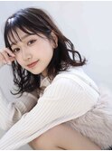 ＃ゆるふわ＃パーマ＃前髪あり＃ミディアム＃ダークトーン