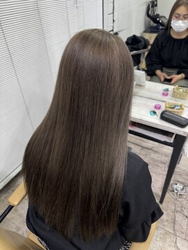 アジールヘア 所沢プロペ通り店(agir hair) グレーベージュケアブリーチワンレンロング小顔レイヤー所沢